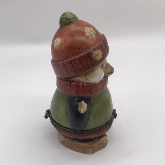 Vintage Penguin Porcelain Dressed in his Holiday Woolly’s Trinket Jar 4.25” Tall - Picture 3 of 7